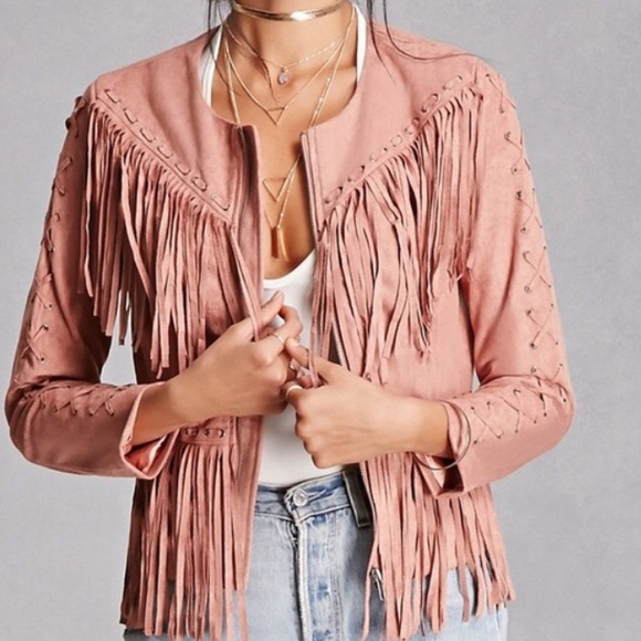 pink suede fringe jacket